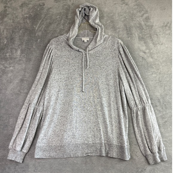 Wonderly Studio Womens XL Gray Hoodie Long Bishop Sleeves Drawstring Pullover - Picture 1 of 11